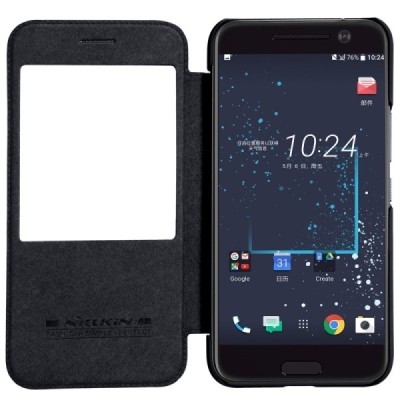 Greznais „Nillkin“ Qin sērijas ādas atvērams melns HTC 10 (Lifestyle) maciņš / Vacins.lv