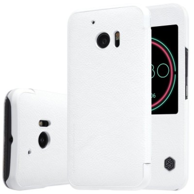 Greznais „Nillkin“ Qin sērijas ādas atvērams balts HTC 10 (Lifestyle) maciņš / Vacins.lv