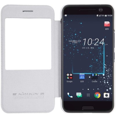 Greznais „Nillkin“ Qin sērijas ādas atvērams balts HTC 10 (Lifestyle) maciņš / Vacins.lv