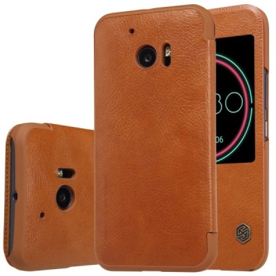 Greznais „Nillkin“ Qin sērijas ādas atvērams brūns HTC 10 (Lifestyle) maciņš / Vacins.lv