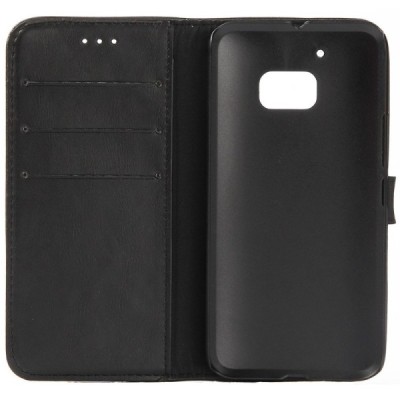 HTC 10 (Lifestyle) atverčiamas juodas odinis retro dėklas - piniginė / Priedai.lt