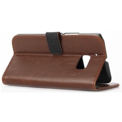 HTC 10 (Lifestyle) atvēramais ādas tumši brūns retro maciņš (maks) / Vacins.lv