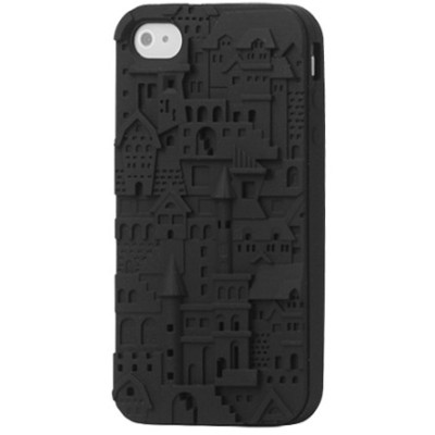 Juodas, raštuotas, stipraus silikono Apple iPhone 4 / 4S dėklas (dėkliukas) / Priedai.lt