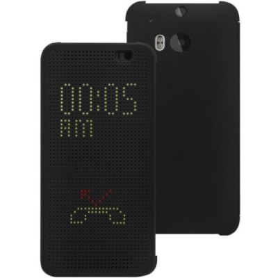 HTC One M8 (HTC One M8s) Smart Dot View atverčiamas juodas dėklas - knygutė / Priedai.lt