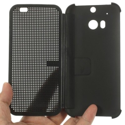 HTC One M8 (HTC One M8s) Smart Dot View atverčiamas juodas dėklas - knygutė / Priedai.lt