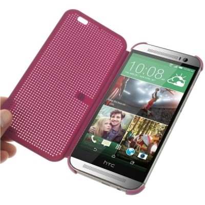 HTC One M8 (HTC One M8s) Smart Dot View atverčiamas bordo spalvos dėklas - knygutė / Priedai.lt
