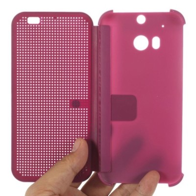 HTC One M8 (HTC One M8s) Smart Dot View atverčiamas bordo spalvos dėklas - knygutė / Priedai.lt