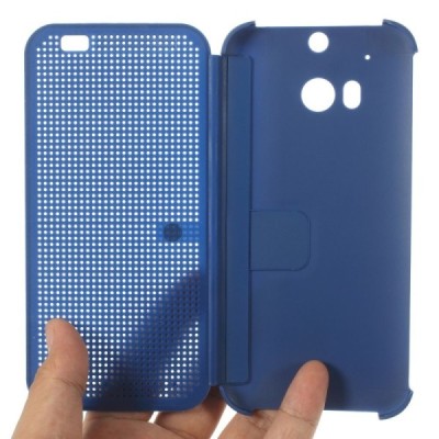 HTC One M8 (HTC One M8s) Smart Dot View atverčiamas mėlynas dėklas - knygutė / Priedai.lt