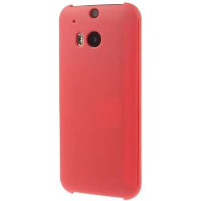 HTC One M8 (HTC One M8s) Smart Dot View atverčiamas raudonas dėklas - knygutė / Priedai.lt