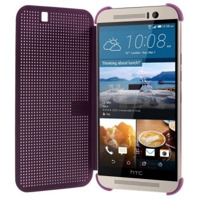 HTC One M9 Smart Dot View atverčiamas violetinis dėklas - knygutė / Priedai.lt