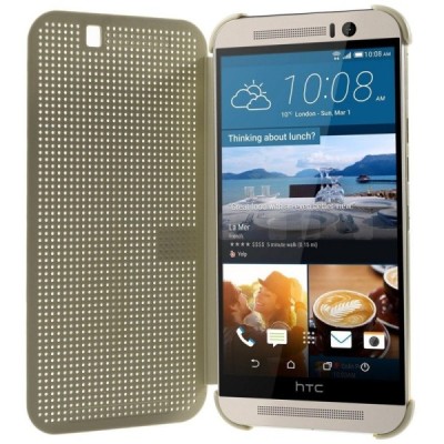HTC One M9 Smart Dot View atvērams zelta maciņš - maks / Vacins.lv
