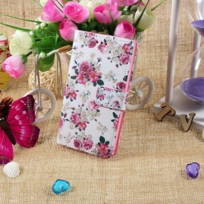 Atvēramais Xperia M2 Aqua rožu krāsains maciņš - balts / Vacins.lv