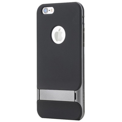 „Rock“ Royce Kickstand sustiprintos apsaugos Apple iPhone 6 Plus (6s Plus) juodas pilkos spalvos apvadais kieto silikono (TPU) i