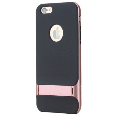 „Rock“ Royce Kickstand pastiprinātas aizsardzības melns apmales rozā krāsā Apple iPhone 6 Plus (6s Plus) apvalks / Vacins.lv