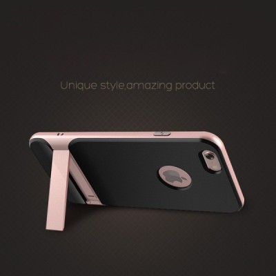„Rock“ Royce Kickstand sustiprintos apsaugos Apple iPhone 6 Plus (6s Plus) juodas rožinės spalvos apvadais kieto silikono (TPU) 
