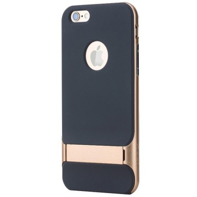 „Rock“ Royce Kickstand sustiprintos apsaugos Apple iPhone 6 Plus (6s Plus) juodas aukso spalvos apvadais kieto silikono (TPU) ir