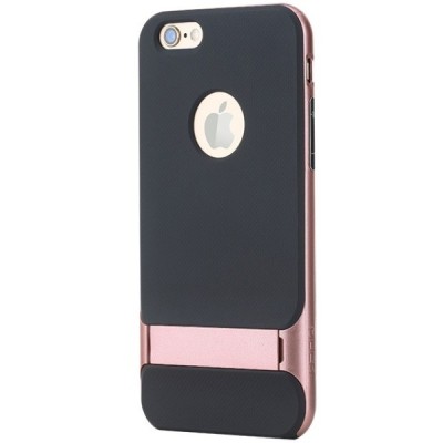 „Rock“ Royce Kickstand sustiprintos apsaugos Apple iPhone 6 (6s) juodas rožinės spalvos apvadais kieto silikono (TPU) ir plastik