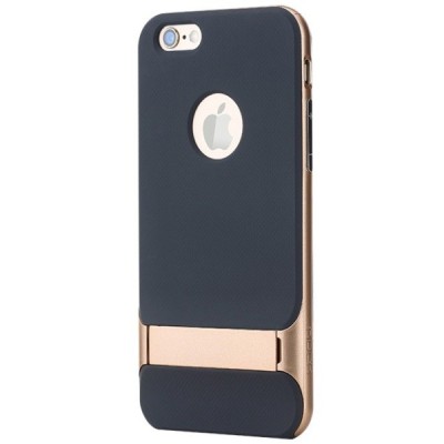 „Rock“ Royce Kickstand pastiprinātas aizsardzības melns apmales zeltā krāsā Apple iPhone 6 (6s) apvalks / Vacins.lv