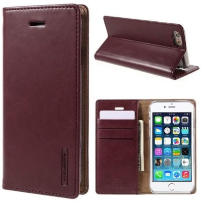 Mercury Blue Moon atverčiamas Apple iPhone SE (5, 5s) bordo odinis dėklas - piniginė / Priedai.lt