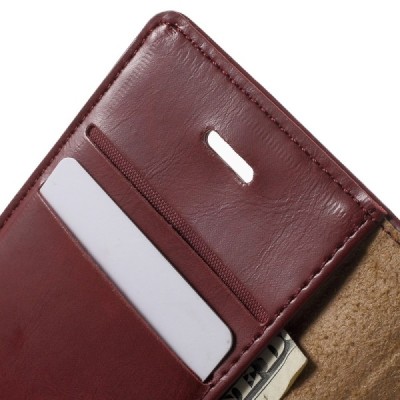 Mercury Blue Moon atverčiamas Apple iPhone SE (5, 5s) bordo odinis dėklas - piniginė / Priedai.lt