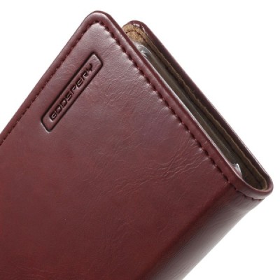 Mercury Blue Moon atverčiamas Apple iPhone SE (5, 5s) bordo odinis dėklas - piniginė / Priedai.lt