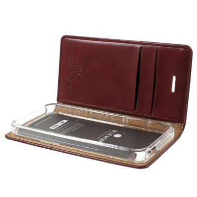 Mercury Blue Moon atverčiamas Apple iPhone SE (5, 5s) bordo odinis dėklas - piniginė / Priedai.lt