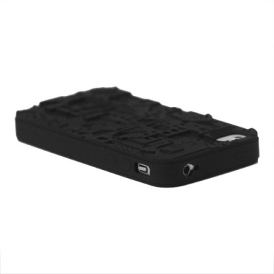 Juodas, raštuotas, stipraus silikono Apple iPhone 4 / 4S dėklas (dėkliukas) / Priedai.lt