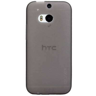 HTC One M8 Kieto silikono TPU dėklas - pilkas + apsauginė ekrano plėvelė / Priedai.lt
