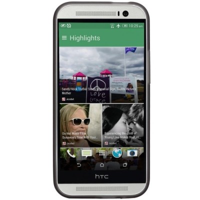 HTC One M8 Kieto silikono TPU dėklas - pilkas + apsauginė ekrano plėvelė / Priedai.lt
