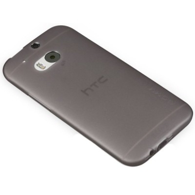 HTC One M8 Kieto silikono TPU dėklas - pilkas + apsauginė ekrano plėvelė / Priedai.lt