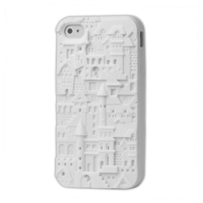 Baltas, raštuotas, stipraus silikono Apple iPhone 4 / 4S dėklas (dėkliukas) / Priedai.lt