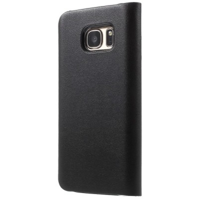 Samsung Galaxy S7 (G930) juodas odinis atverčiamas Smart Wallet dėklas - piniginė / Priedai.lt