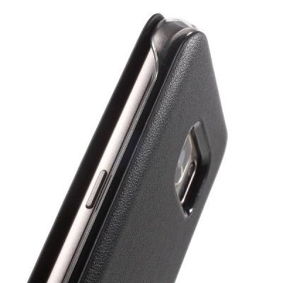 Samsung Galaxy S7 (G930) juodas odinis atverčiamas Smart Wallet dėklas - piniginė / Priedai.lt