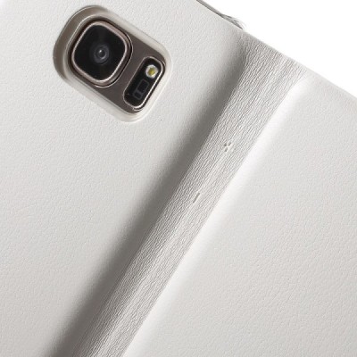 Samsung Galaxy S7 (G930) balts atvēramais Smart Wallet ādas maciņš - maks / Vacins.lv