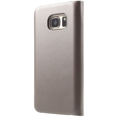 Samsung Galaxy S7 (G930) zelta atvēramais Smart Wallet ādas maciņš - maks / Vacins.lv