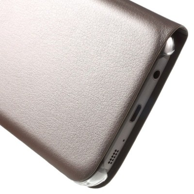 Samsung Galaxy S7 (G930) zelta atvēramais Smart Wallet ādas maciņš - maks / Vacins.lv