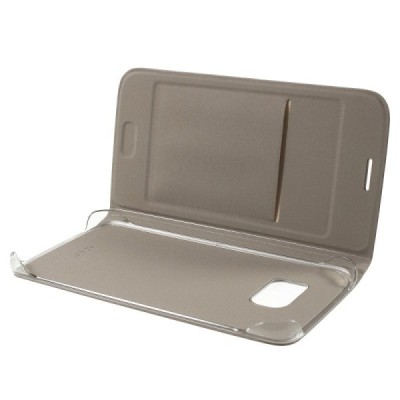 Samsung Galaxy S7 (G930) zelta atvēramais Smart Wallet ādas maciņš - maks / Vacins.lv