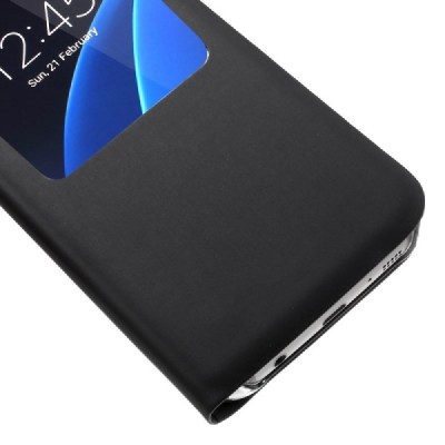 Samsung Galaxy S7 (G930) atvēramais maciņš ar lodziņu - melns / Vacins.lv