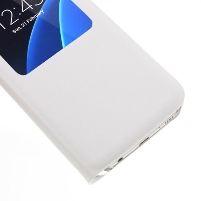 Samsung Galaxy S7 (G930) atvēramais maciņš ar lodziņu - balts / Vacins.lv