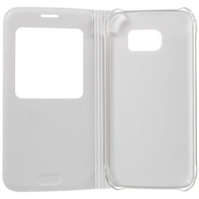 Samsung Galaxy S7 (G930) atvēramais maciņš ar lodziņu - balts / Vacins.lv