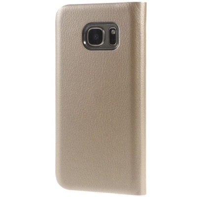 Samsung Galaxy S7 (G930) atvēramais maciņš ar lodziņu - zelta / Vacins.lv