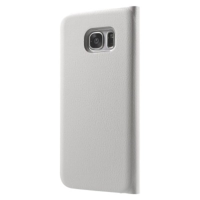 Samsung Galaxy S7 Edge (G935) baltas odinis atverčiamas dėklas su langeliu / Priedai.lt
