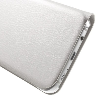 Samsung Galaxy S7 Edge (G935) baltas odinis atverčiamas dėklas su langeliu / Priedai.lt