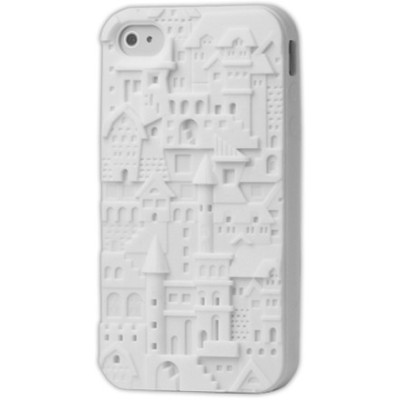 Baltas, raštuotas, stipraus silikono Apple iPhone 4 / 4S dėklas (dėkliukas) / Priedai.lt