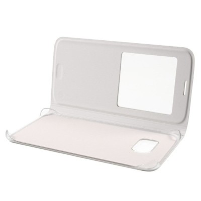 Samsung Galaxy S7 Edge (G935) baltas odinis atverčiamas dėklas su langeliu / Priedai.lt