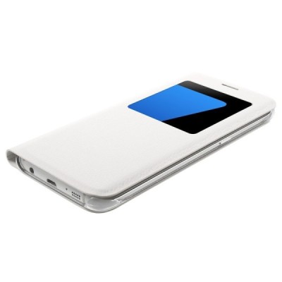 Samsung Galaxy S7 Edge (G935) baltas odinis atverčiamas dėklas su langeliu / Priedai.lt