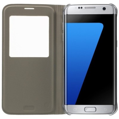 Samsung Galaxy S7 Edge (G935) Atvēramais maciņš ar lodziņu - zelta / Vacins.lv
