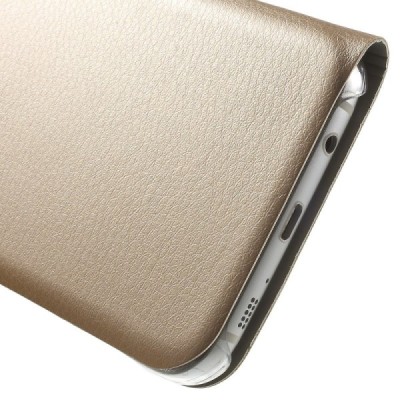 Samsung Galaxy S7 Edge (G935) Atvēramais maciņš ar lodziņu - zelta / Vacins.lv