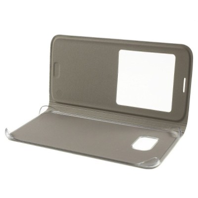 Samsung Galaxy S7 Edge (G935) Atvēramais maciņš ar lodziņu - zelta / Vacins.lv