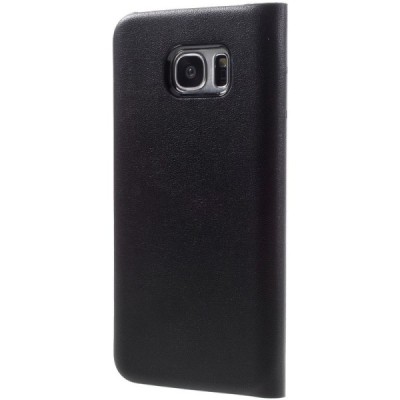 Samsung Galaxy S7 Edge (G935) juodas odinis atverčiamas Smart Wallet dėklas - piniginė / Priedai.lt